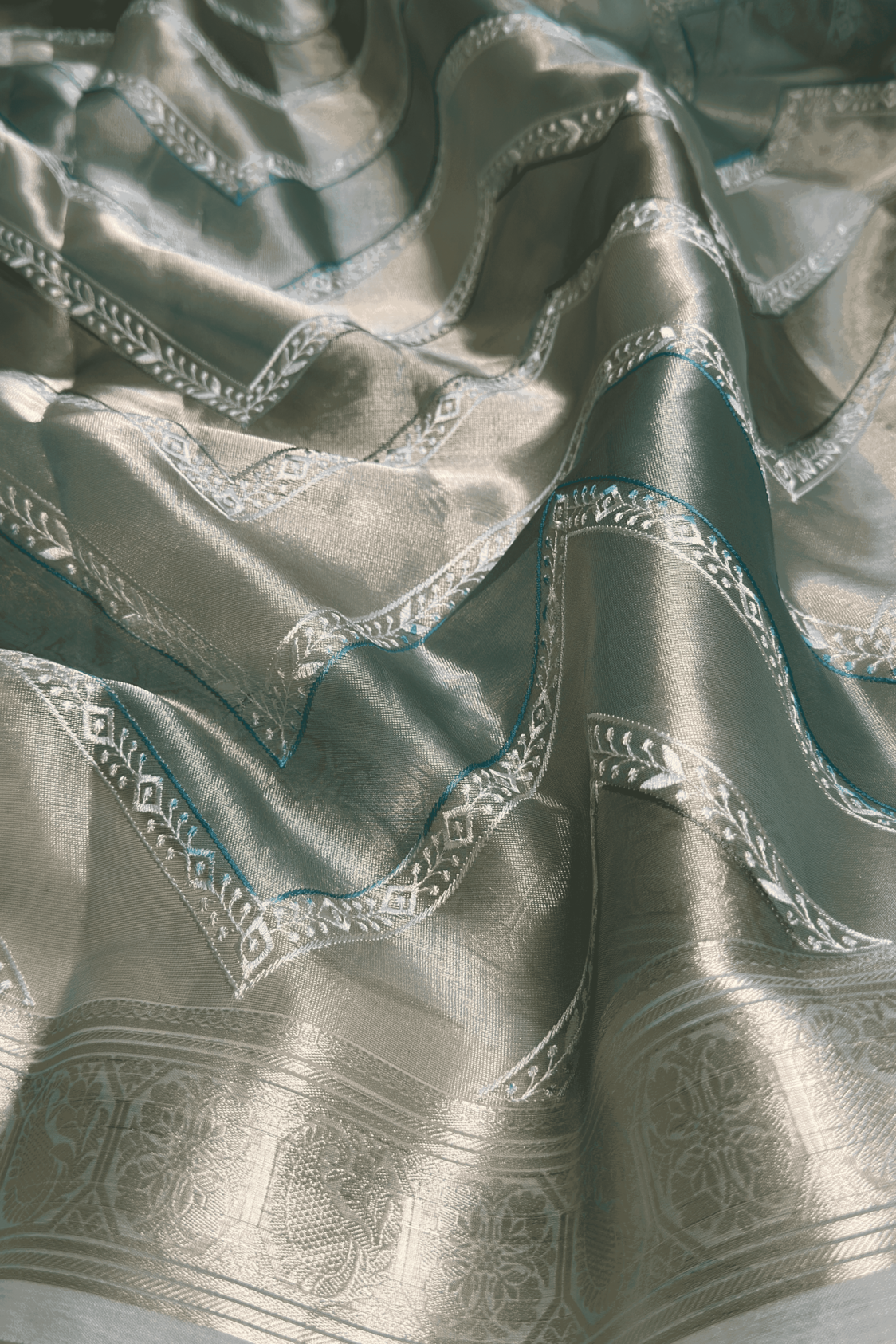 Banarasi Tissue Silk - Green - Image 3