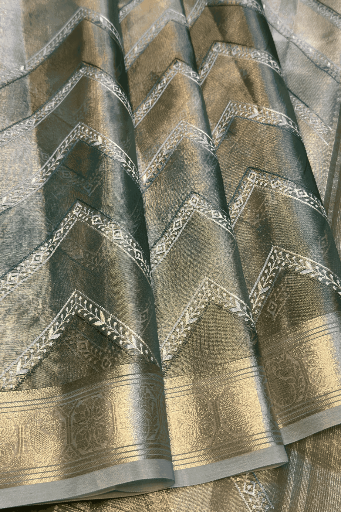 Banarasi Tissue Silk - Green - Image 2