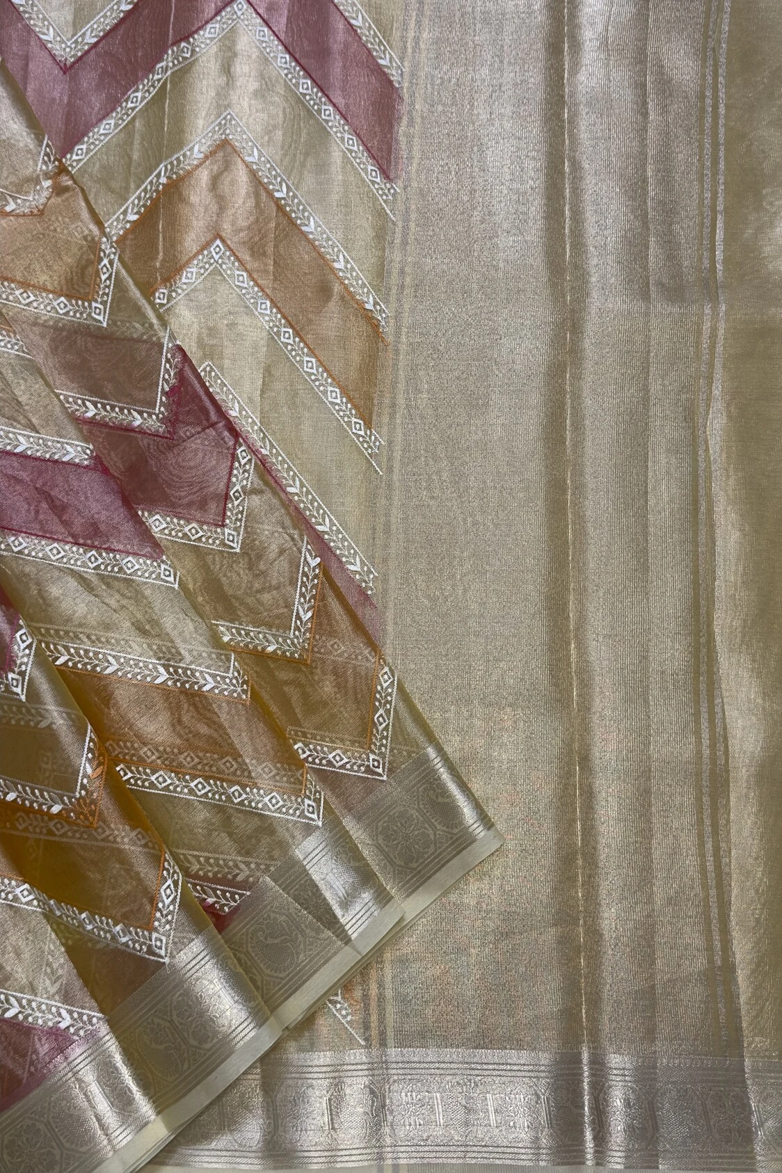 Banarasi Tissue Silk - Orange Pink